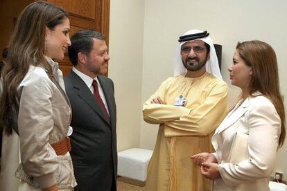Haya de Dubái y Mohamed Bin Rashid Al-Maktoum, con los reyes Abdalá y Rania de Jordania, en 2007.
