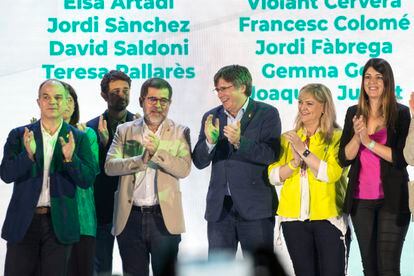 Una imagen de la cúpula de Junts el pasado sábado en el congreso del partido celebrado en Argelès-sur-Mer. / Glòria Sánchez (Europa Press)
04/06/2022