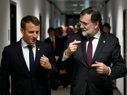 Rajoy y Macron en Bruselas, el 19 de octubre.  REUTERS/John Thys/Pool