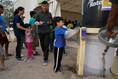 Venezolanos en el campamento de migrantes de Matamoros, en México, el 16 de 2020.