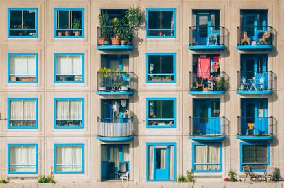 Una fachada de un edificio en Amsterdam (Países Bajos).