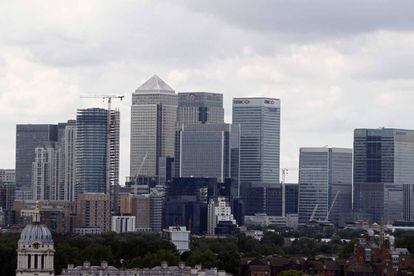 Imagen del distrito de Canary Wharf en el centro de Londres.