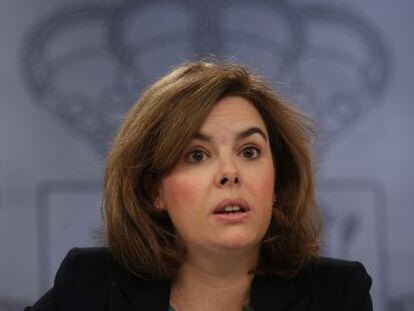 Soraya Saénz de Santamaría en la rueda de prensa posterior al Consejo de Ministros.