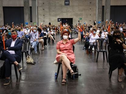 La actual secretaria general del Bloc, Àgueda Micó, en el VIII Congreso Nacional del Bloc, ahora Més Compromís.