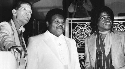 Jerry Lee Lewis, Fats Domino y James Brown en junio de 1986 en Nueva York.