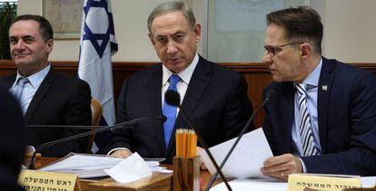 El primer ministro israelí, Benjamín Netanyahu, en la reunión del Gobierno del día 4.
