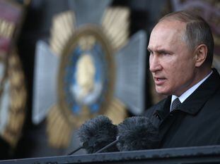 Putin, durante un discurso en un desfile militar en Pskov, el 1 de marzo.