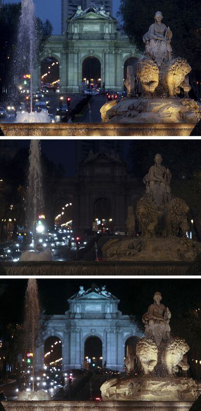 La hora del Planeta en La Cibeles y la Puerta de Alcalá (Madrid). A las 20.50, a las 21.05 y a las 21.35.