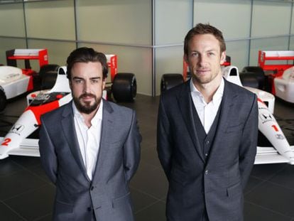 Alonso y Button en la presentación de McLaren. 