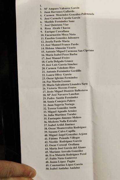 Los primeros 50 nombres de la candidatura encabezada por Tomás Góomez a la Asamblea de Madrid.