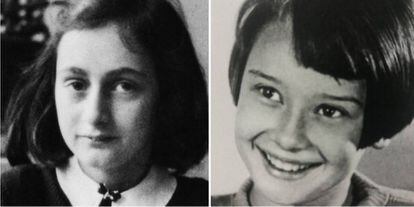 Ana Frank (izquierda) y Audrey Hepburn en una imagen de su niñez.