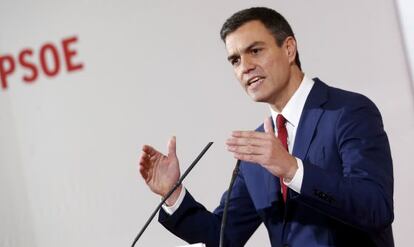 Pedro Sánchez en rueda de prensa.