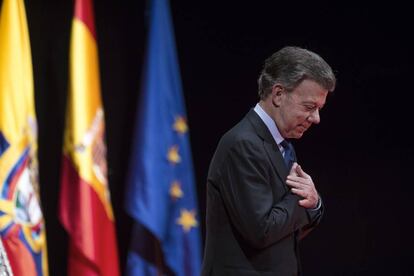 El presidente de Colombia Juan Manuel Santos, en su última visita a España el pasado diciembre.