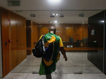 Uno de los asaltantes del edificio del Congreso en  Brasilia.