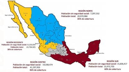 Personas sin seguridad social en México.