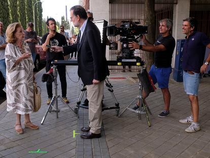 Mariano Rajoy, durante el rodaje del cameo en el filme 'Mi otro Jon'.