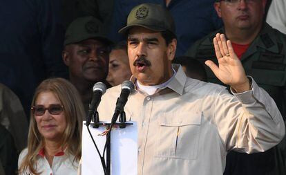 Nicolás Maduro, durante un evento con la milicia venezolana. 