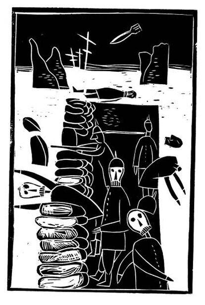 La Gran Guerra, vista por Antonio Santos. Ilustración incluida en 'Stefan Zweig, la tinta violeta'.