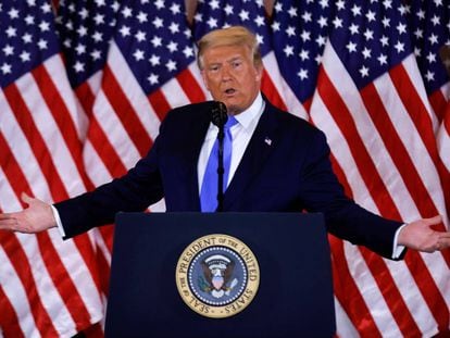 El presidente de los Estados Unidos y candidato republicano, Donald Trump, durante la rueda de prensa para valorar los resultados de las elecciones.