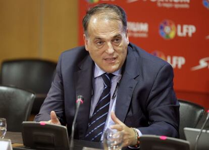 Javier Tebas, este jueves en Madrid.