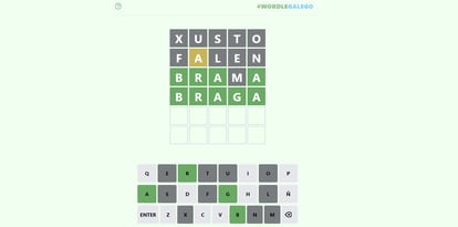 Screenshot of Wordle in Galician.