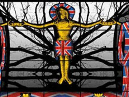 <i>Christian England</i> (Inglaterra cristiana), obra de Gilbert & George que se expone en Londres.