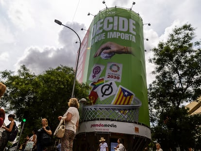 Publicidad electoral de Vox en Madrid, denunciada como delito de odio, el pasado 20 de junio.