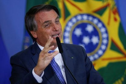 El presidente de Brasil, Jair Bolsonaro, este martes en el Palacio de Planalto en Brasilia, Brasil.