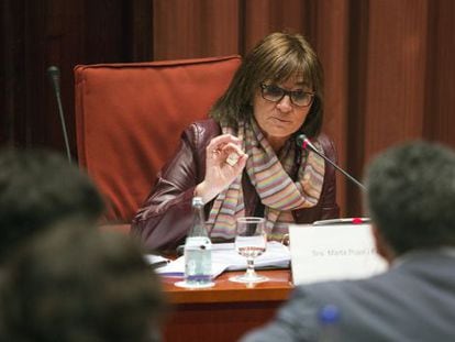 Marta Pujol, durante su comparecencia en la comisión de investigación.