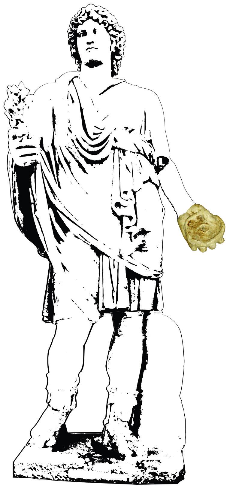 Recreación del posible aspecto de la estatua a la que pertenecía la mano de Artieda.