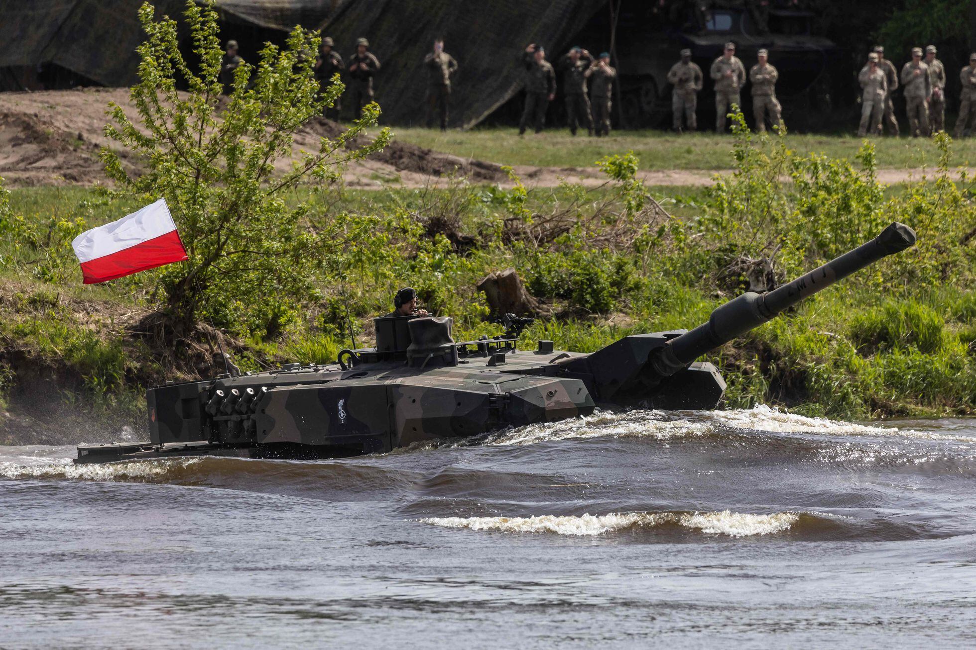 Un carro de combate Leopard del Ejército polaco, durante unos ejercicios del pasado mes de marzo. 