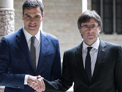 Sánchez, el día que visitó a Puigdemont.