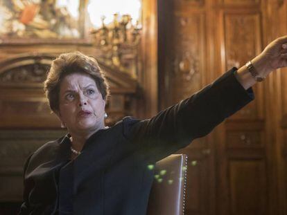 La expresidenta brasileña Dilma Rousseff, este martes en Casa América de Madrid.