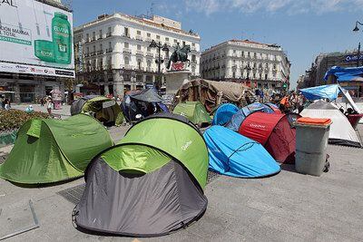 Las tiendas de campaña que siguen hoy en la Puerta del Sol.