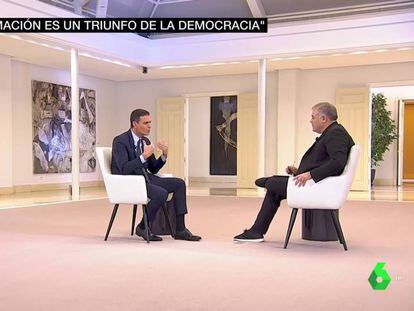 El presidente del Gobierno, Pedro Sánchez, durante la entrevista con Antonio García Ferreras, el 25 de octubre de 2019.