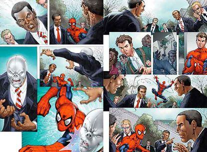Algunas imágenes del cómic de Spiderman que está dedicado al presidente electo de EE UU Barack Obama.