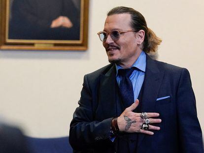 El actor Johnny Depp durante la última jornada del juicio por difamación contra Amber Heard, el 27 de mayo de 2022.