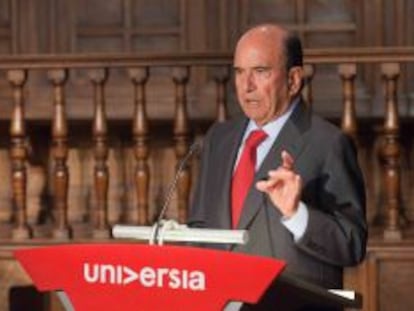 Emilio Bot&iacute;n, el viernes durante la junta de accionistas de Universia.