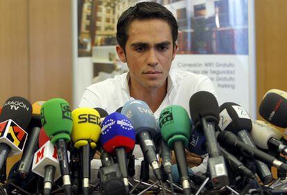 Alberto Contador en rueda de prensa, el pasado mes de septiembre.
