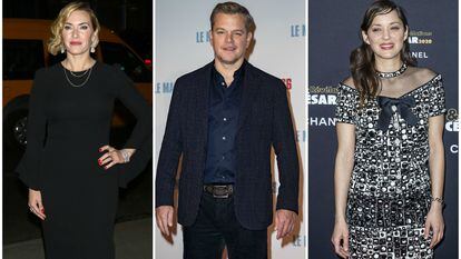 Kate Winslet, Matt Damon y Marion Cotillard, tres de los actores progatonistas de 'Contagio'.