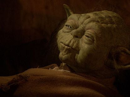 Retrato del maestro Yoda en una de las películas de la saga.