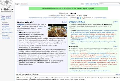 Imagen de la web de la '15MPedia'