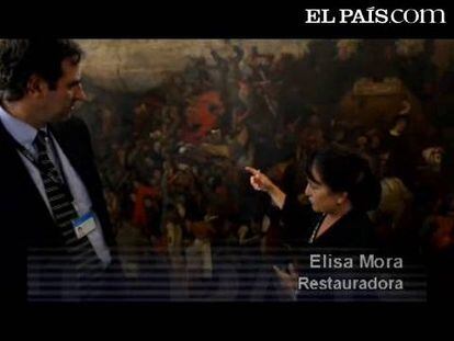 Imágenes exclusivas de 'El vino de la fiesta de San Martín' en los talleres de restauración de la pinacoteca madrileña, en compañía de Gabriele Finaldi, director adjunto del museo.