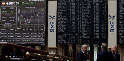 Vista del panel de la Bolsa de Madrid.