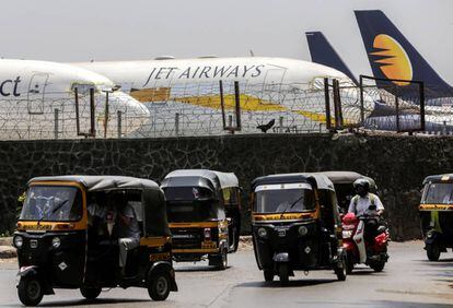Aviones de Jet Airways, en el aeropuerto de Bombay la semana pasada. 