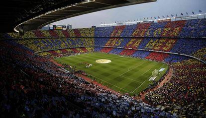 El Camp Nou, abans d'un clàssic del 2018.