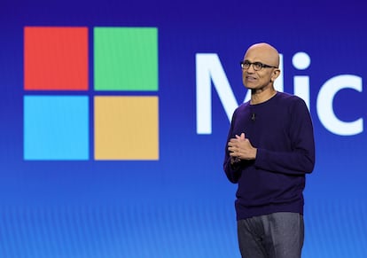Satya Nadella, consejero delegado de Microsoft, en una presentación en Las Vegas en enero.