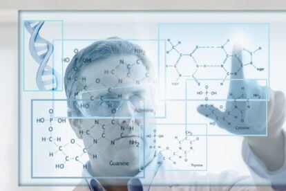 Un cient&iacute;fico estudia el ADN.