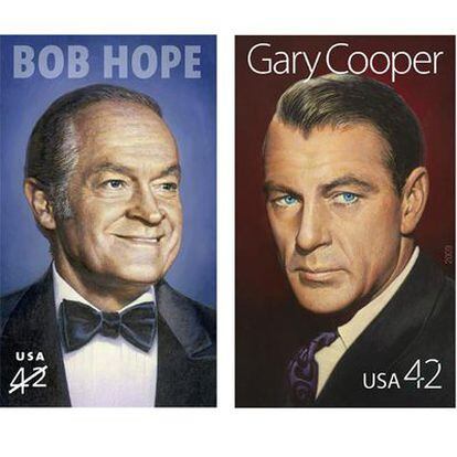 Los sellos de Bob Hope y Gary Cooper.