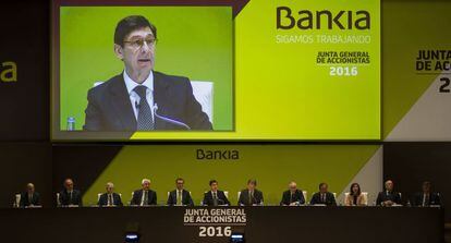 José Ignacio Goirigolzarri, presidente de Bankia, en la junta de accionistas de 2016.
